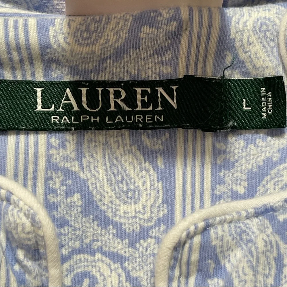 Ralph Lauren Blue Paisley Cotton Nightshirt White Piping Sleep‎ Loungewear